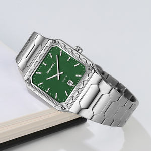 Reloj Deportivo Elegante y Versátil con Diseño Rectangular de Cuarzo, Correa de Acero Inoxidable Pulido, Resistente al Agua, Logotipo Personalizable - Product Image 1