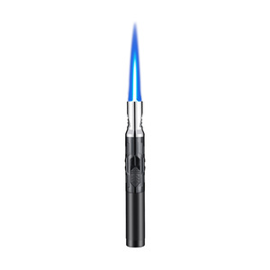 Briquet torche à flamme directe 1300°C, flamme bleue, coupe-vent, portable, alimenté au butane, rechargeable, allumeur extérieur pour cigares et moxibustion - Product Image 2