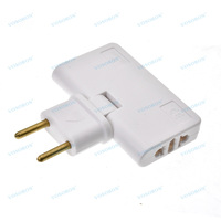 Adaptateur de prise EU 3-en-1 rotatif à 180 degrés en ABS industriel, prise d'extension de voyage, multiprise, prise sans fil mince