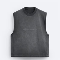 Débardeur de sport vintage pour homme, personnalisé, en coton 100% épais, tricoté, coupe oversize, délavé à l'acide et effet usé, coupe courte, style débardeur musculaire