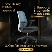 Chaise de bureau ergonomique à dossier ailé en maille, certification BIFMA, pivotante à 360°, réglable en hauteur, garantie 5 ans pour un confort prolongé au bureau
