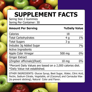 Apple Cider Vinegar Gummies Dietary <b>Supplement</b> with Realapples Supports Gut Health Boosts Energy Healthy Metabolism Gummies - Product Image 2
