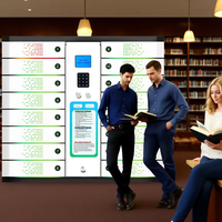 Casier métallique scolaire moderne de haute technologie, assemblé, pour salle de sport, avec serrure à clé et à monnayeur, 16 compartiments, et station de recharge rapide pour téléphones