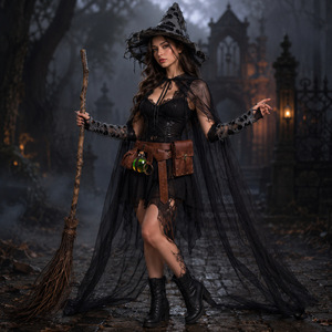 Nuevo <span class=keywords><strong>Disfraz</strong></span> de Bruja de <span class=keywords><strong>Halloween</strong></span> 2026, Estilo Gótico Oscuro, Conjunto Completo COS, Traje para Juego de Rol, Accesorios de Disfraces para <span class=keywords><strong>Halloween</strong></span>, TV y Cine - Product Image 3