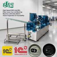 Machine de marquage laser à fibre haute vitesse pour couvercles, 400 couvercles par minute, avec inspection visuelle Data Matrix et traçabilité