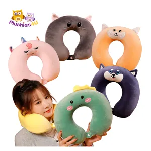 Custom Wholesale Colorful Animal Soft Travel Pillow Neck Support U Shaped Pillow Car Neck Shape Pillow For Kids Gift