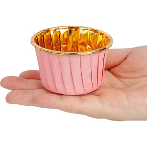 Pink And Gold Rolled Rim Cupcake Liners Medium Size For Birthday <b>Cake</b> <b>Decorating</b> <b>Supplies</b> - Product Image 4