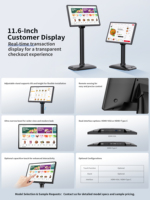 Pantalla táctil de cliente de 11,6 pulgadas con HDMI y poste de y soporte para sistemas POS