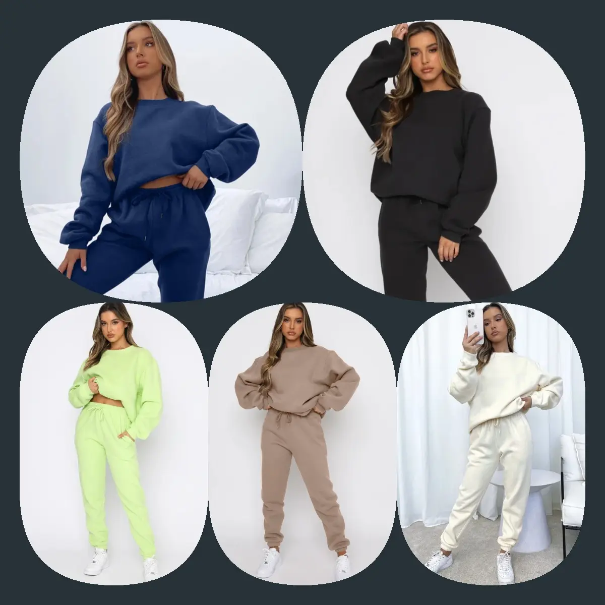 Frauen Anzug Winter Frühling Solid Casual Trainings anzug 2 Stück Set Sport Sweatshirts Pullover Jogging hose Großhandel Weibliche Outfits