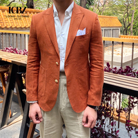 Été Version coréenne Commuting Casual Suit Fashion Trend Slim Men Linen Lapel Lapel Casual Suit