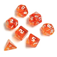 Lot de 7 dés polyédriques carrés en résine rouge sang clair pour D&D, tailles personnalisables pour jeux de table Dungeons & Dragons