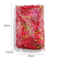 Déchets de raphia multicolores or et noir - Papier de remplissage froissé recyclable pour emballage, garniture de boîte cadeau, brins de herbe déchiquetés