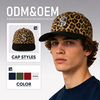 Casquette Snapback à Visière Plate Motif Léopard Personnalisé, Visière Bicolore, Motif Dollar, Style Urbain, Personnalisation OEM Usine