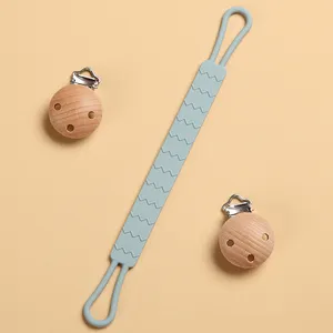 Wooden Silicone Hotsale Pacifier Clip Silicone Baby Pacifier Teether Clip Chain