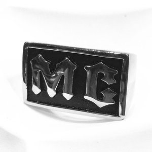 Anillo de Acero Inoxidable de Alto Brillo para Club de Motociclistas MC, con Esmalte Negro, Accesorios de Joyería - Product Image 3