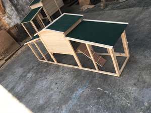 XPT065 Gabbia per Animali di Grandi Dimensioni in Colore Naturale, Trasportino per Animali in Stile Moderno in Legno con Chiusura a Strappo, Forma Quadrata per Polli da Esterno - Product Image 6