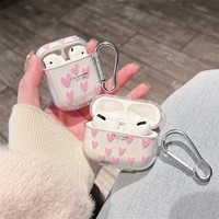 Étui pour écouteurs Air Pods 4 Pro2/Pro3, transparent, souple, motif cœur en relief, rose amour