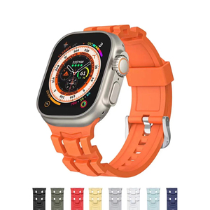 Bracelet de montre en silicone souple Upro avec boucle argentée brossée pour Apple Watch 1-8/SE/Ultra, bracelet de montre respirant - Product Image 1