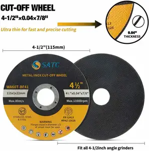 SATC 25 paket kesilmiş tekerlekler 4-1/2 Metal paslanmaz çelik kesme diski açı öğütücü için
