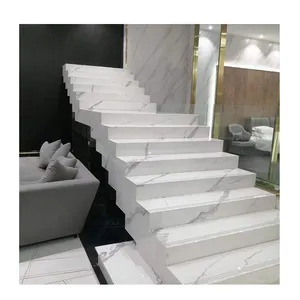 High End Artificial Sintered Stone Treads LED Steps Stair Sintered Stone Stairs