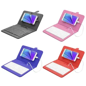 Bahan PU dan Hitam, Putih, Merah, Hijau, Kuning, Biru, Ungu warna Pink Tablet Case Keyboard