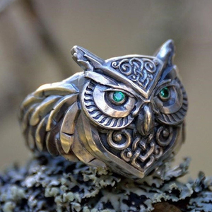Antique Silver Plated <strong>Owl</strong> Ring Customizable Unisex Punk Style Hot Sale Vintage Finger <strong>Jewelry</strong> Made of Alloy - Product Image 1