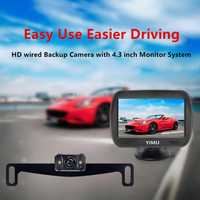 Système de caméra de recul filaire, moniteur de 4.3 pouces avec caméra de recul à 2 LED, système de caméra de recul pour voiture