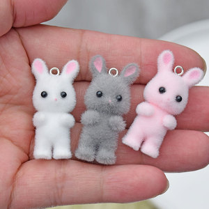 Pendentifs Lapin 3D Floqués Rose Gris Blanc en Alliage de Zinc, Porte-clés Dessin Animé, Accessoires de Sac, Cadeau Unisexe Jinhua GJ183 - Product Image 4