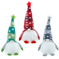 Lampu LED Boneka Natal Gnome Mewah Boneka ELF Dekorasi Natal Ornamen Boneka Tanpa Wajah untuk Meja Rumah Naviayah