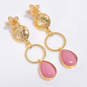 แฟชั่นผู้หญิงต่างหูทองเหลืองชุบทอง18K ทำด้วยมือเครื่องประดับอัญมณีเครื่องประดับทองเหลืองแฟชั่นตามสั่ง - Product Image 2