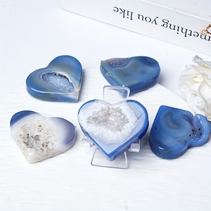 Cœur de géode en agate bleue naturelle, pierre de guérison en cristal poli, cadeau de la Saint-Valentin, décoration pour la maison et le bureau, vente en gros directe d'usine - Product Image 5