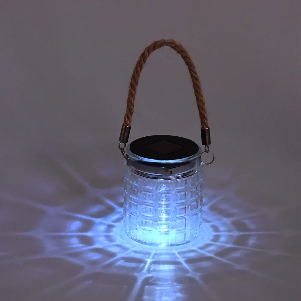 NHWS Design minimaliste Suspension ondulée irrégulière Portable Outdoor Waterproof LED Glass Jar Garden Landscape Solar Light