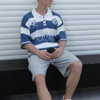Pull Homme Personnalisé avec LOGO, OEM, Manches Courtes, Tricot Décontracté, Rayures Football, Polo en Maille, Haut Tricoté, Pull en Jersey pour Homme