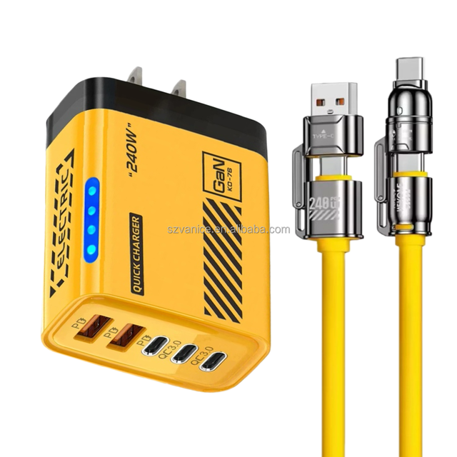 240W USB-C PD Charger Quick Charge QC 3.0 Fast Charging 240W USB Type C Mobile Phone Charger Type-c Travel Adapter