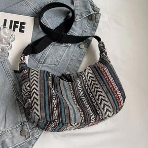 <span class=keywords><strong>Sac</strong></span> à bandoulière vintage pour femme, style <span class=keywords><strong>bohème</strong></span> <span class=keywords><strong>ethnique</strong></span>, en toile, avec fermeture éclair simple, pour usage extérieur - Product Image 3