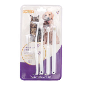 مجموعة فرش أسنان الحيوانات الأليفة مجموعة تنظيف الفم الإصبع فرشاة أسنان الكلب القط صبغة أسنان الحيوانات الأليفة العناية بالجمال عبر الحدود - Product Image 5