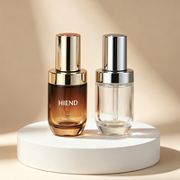 Flacon compte-gouttes automatique haut de gamme en verre dégradé bleu avec bouton poussoir, emballage premium pour sérum, essence et élixir anti-âge