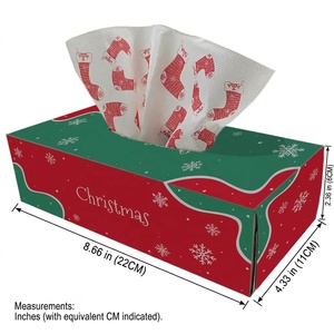 Mouchoirs en papier personnalisés Damon-Tissue, thème Noël, imprimés, 3 plis, en pâte <span class=keywords><strong>de</strong></span> bois <span class=keywords><strong>vierge</strong></span>, ultra doux, pour usage domestique, boîte carrée - Product Image 3