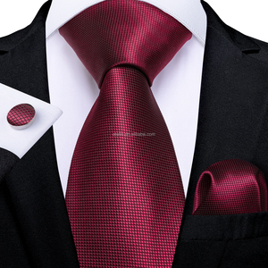 Ensemble de 4 cravates, uni, bordeaux, rose saumon, cravate de 6 cm, nœud papillon, mouchoir, boutons de manchette, polyester, costume homme, mariage, fête, accessoire cravate - Product Image 2