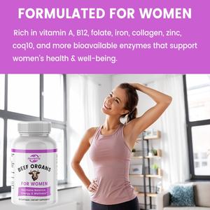 Cápsulas de Órganos de Res Alimentada con Pasto, Marca Privada OEM, Suplemento para Mujeres, Corazón, Riñón y Hígado de Res, Apoya el Equilibrio Hormonal - Product Image 4