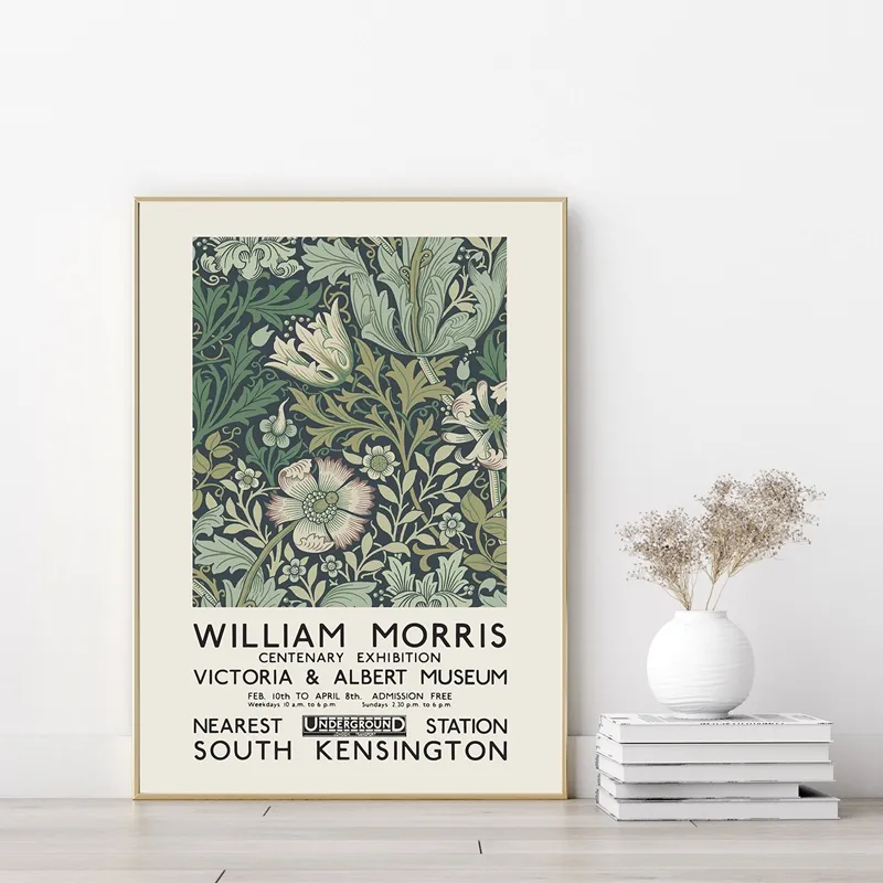 William Morris Canvas Print The Victoria and Albert Museum Exhibition Poster London Underground Art Nouveau Painting Wall Decor