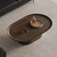 Ensemble de table basse moderne, durable et écologique avec cadre en bois, plateau rond, montage facile, meubles de salon
