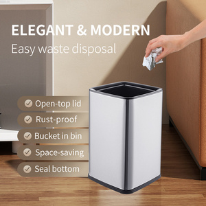 Vuông Mỏng Chất Thải <span class=keywords><strong>Bin</strong></span> Mở Hàng Đầu Kim Loại Thùng Rác Có Thể Thùng Rác <span class=keywords><strong>Bin</strong></span> Cho Không Gian Nhỏ Trong Nhà Bếp Và Phòng Tắm - Product Image 3