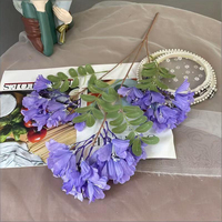 Fleurs artificielles de Jacaranda violettes 64 cm en soie et plastique, haute simulation, respectueuses de l'environnement, pour la décoration de la maison et de mariage