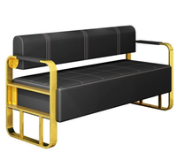 Conjunto de Sofá Cama Chesterfield Moderno y Contemporáneo de Cuero PU con Patas Metálicas para Sala de Estar, Hotel, Comedor, Almacén y Oficina