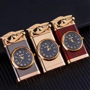 Best-Selling Gas Flame Metal <strong>Lighter</strong> Convenient Wholesale Custom LOGO <strong>Windproof</strong> Cigar Ignition Cigarettes <strong>Lighters</strong> with Watch - Product Image 5