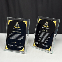 Plaque de certificat en cristal noir avec support en métal argenté MH-MJ0706