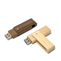 Clé USB rotative en bois de noyer de type C, 32 Go, USB 3.0, clé USB en bois de bambou, 64 Go, vente en gros