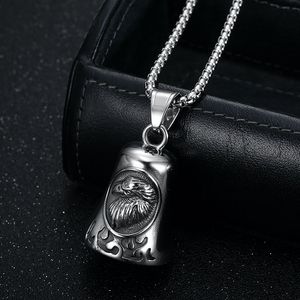 Collier avec pendentif cloche en acier inoxydable avec motif d'aigle pour homme, bijoux cadeau - Product Image 2