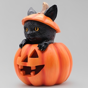 Produits en stock : <span class=keywords><strong>Chat</strong></span> d'Halloween vintage noir effrayant, en forme de bijou, jouet et décoration, avec citrouille - Product Image 3